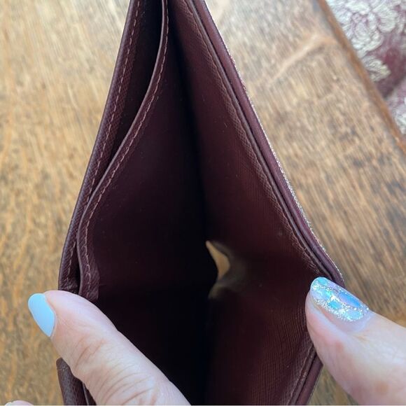 Louis Vuitton Red/Sepia Monogram Lin Porte-Tresor Canvas & Leather Wallet w/COA. - Picture 14 of 15